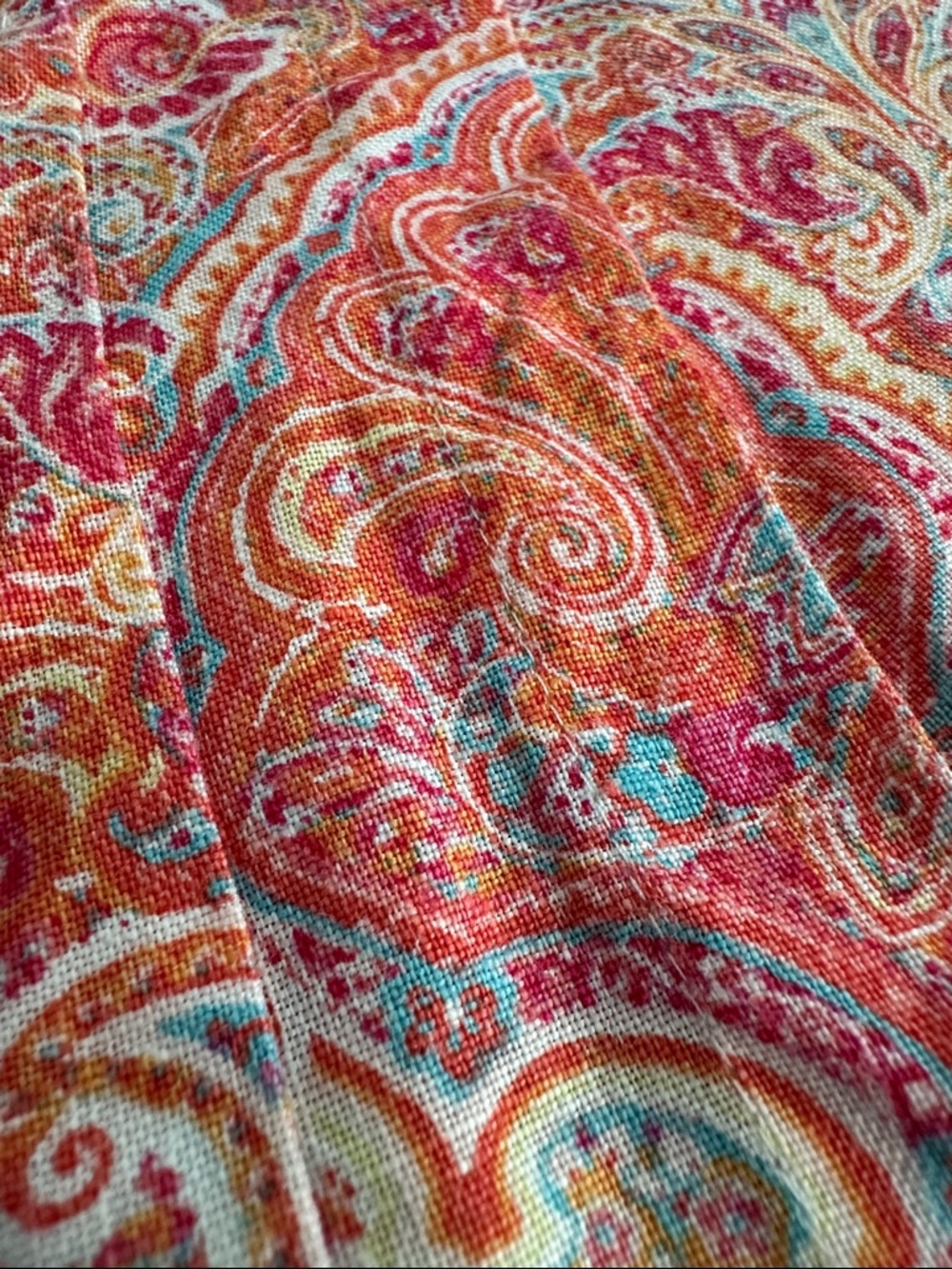 J. Jill Love Linen Pink & Coral L Paisley Sleeveless Pleated Midi Boho Dress - Picture 4 of 7